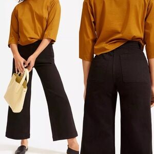 Everlane Black Straight Leg Crop Jeans Womens Size 4 Stretch‎ Denim Zipper Fly